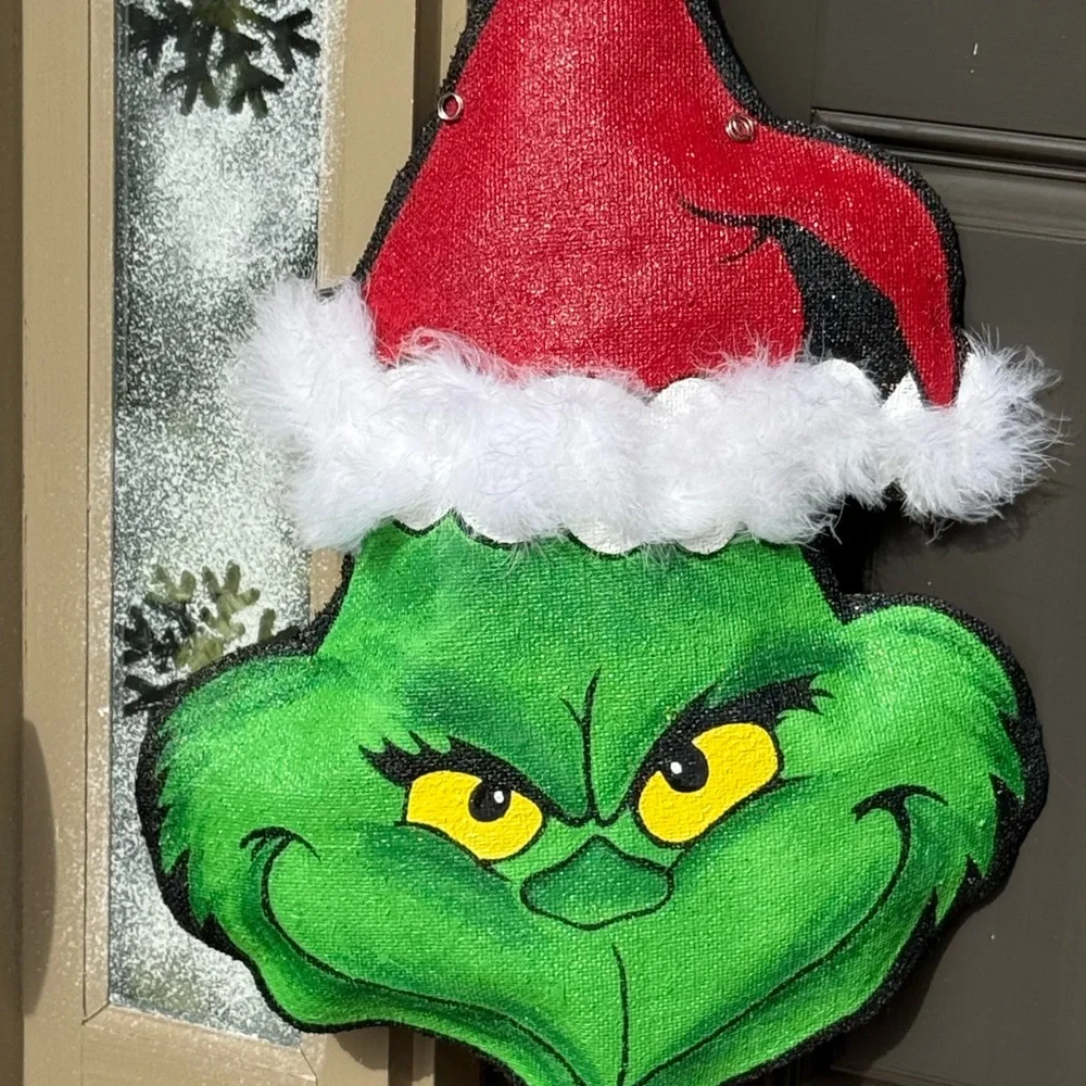 Festive Green and Red Holiday Door Mat
